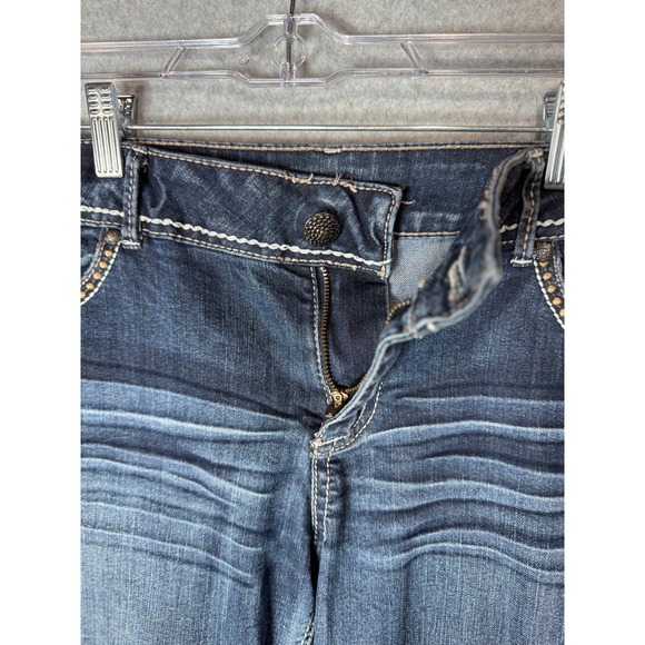 Maurices Jeans Womens 11/12 Stretch Embroidered Distressed Casual Blue - Picture 5 of 10